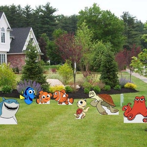 Hand Painted Disney Finding Nemo group set of 7/Disney yard art/ Finding Nemo yard art/ wooden yard art