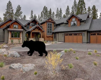 Hand Painted Black bear male silhouette/ cabin decor/ mountain decor/ bear yard art/ bear yard display