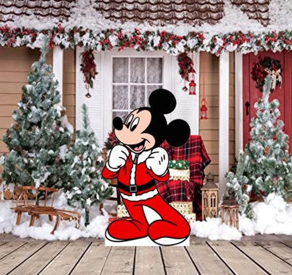 Hand Painted Disney Mickey Mouse CHRISTMAS Pajama's Yard Art set