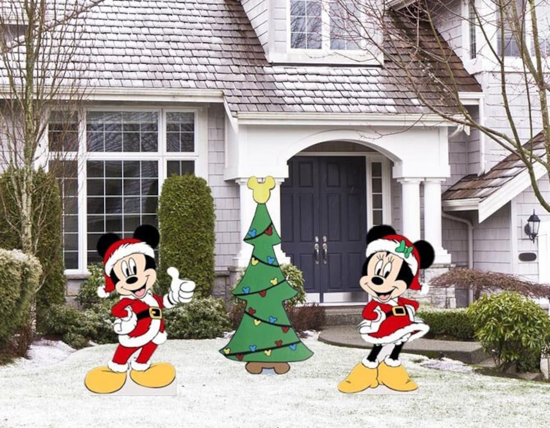 Hand Painted Disney Mickey, Minnie and Disney Christmas Tree 3 Pc Set