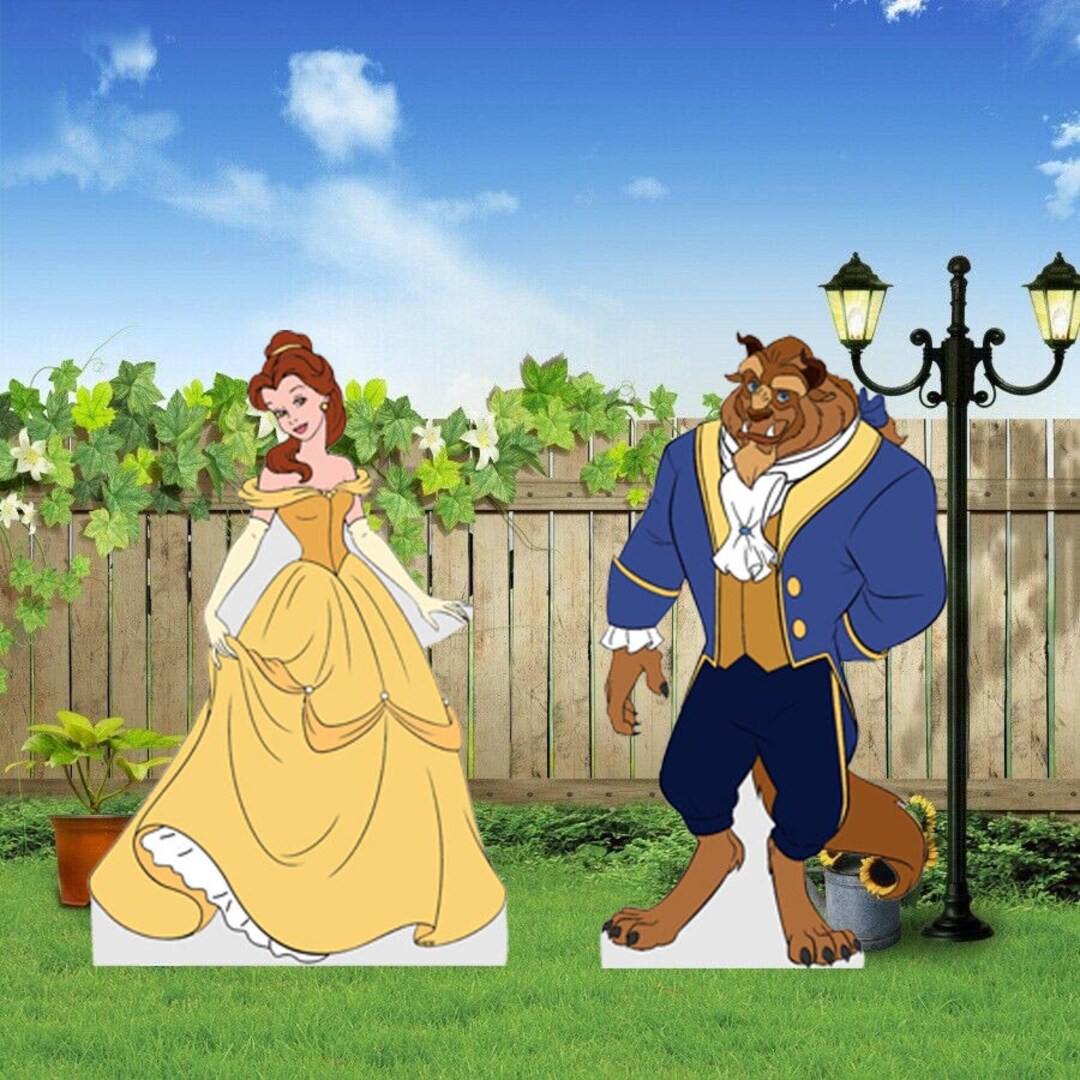 Hand Painted Disney Beauty and the Beast Yard Art/ Disney Yard Art