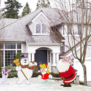 Hand Painted Frosty The Snowman yard art set