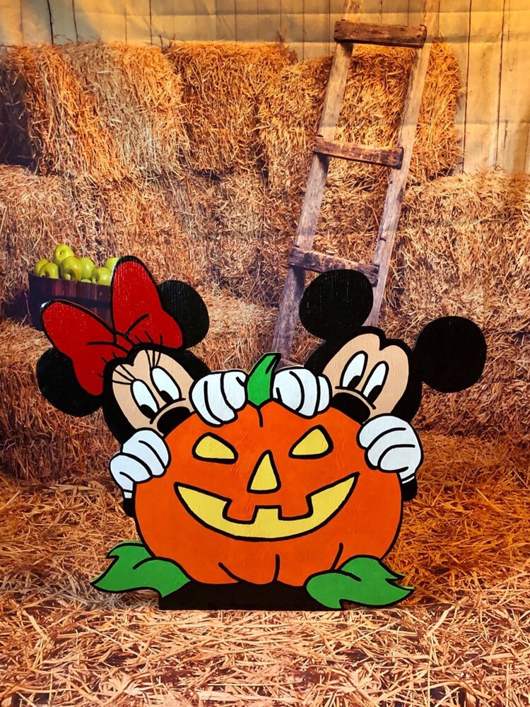 Disney Halloween Yard Decorations 2022 Disney Mickey And Minnie Halloween Yard Art Disney Yard Art Etsy India