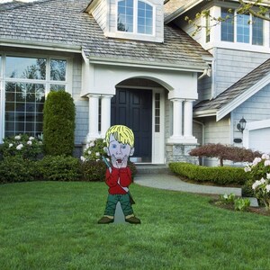 Hand Painted Home Alone Kevin McCallister yard art/ Christmas yard art/ Christmas outdoor/ Kevin Marv Harry/ wooden yard art image 2