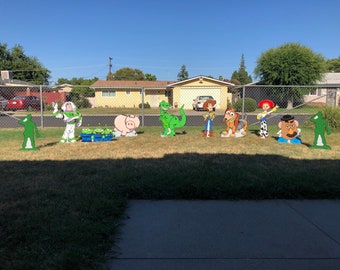 Hand Painted 10 piece Toy Story Yard art set