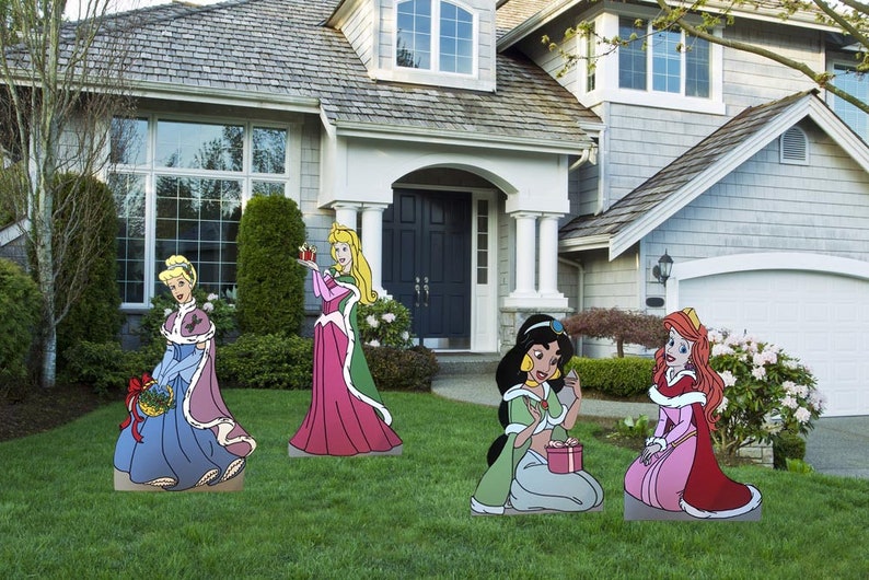 Hand Painted Disney Christmas Princess Yard Art/disney Yard Etsy
