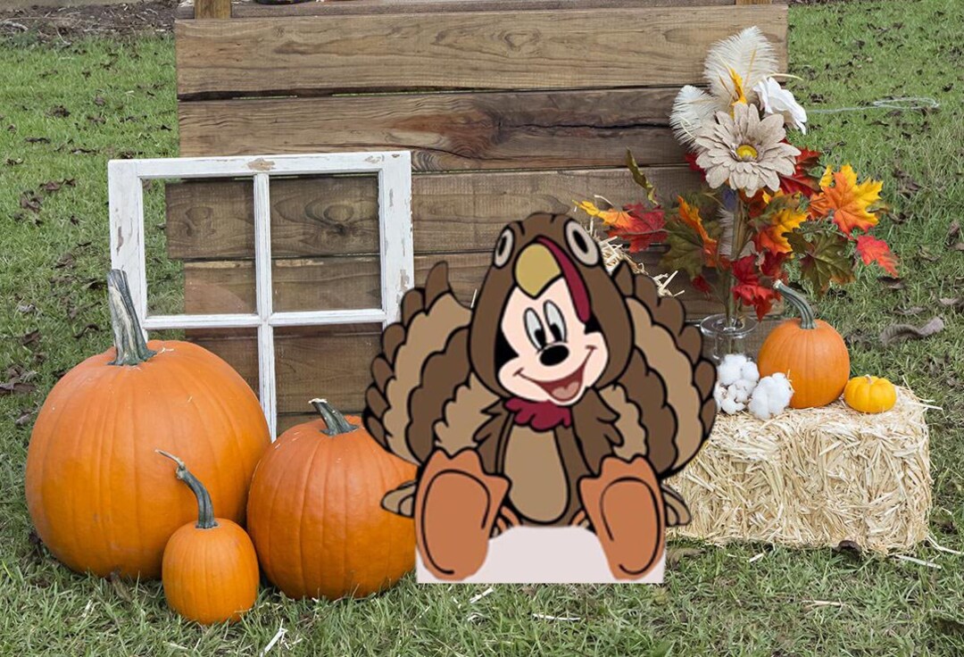 Hand Painted Disney Mickey Mouse Turkey/thanksgiving Yard Art/ Disney