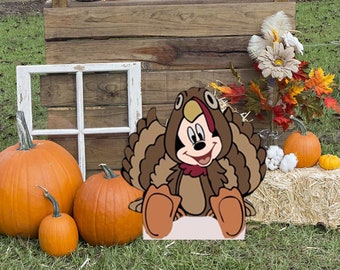 Hand Painted Disney Mickey Mouse Turkey/Thanksgiving yard art/ Disney yard art/ Disney decorations/ Mickey mouse decorations