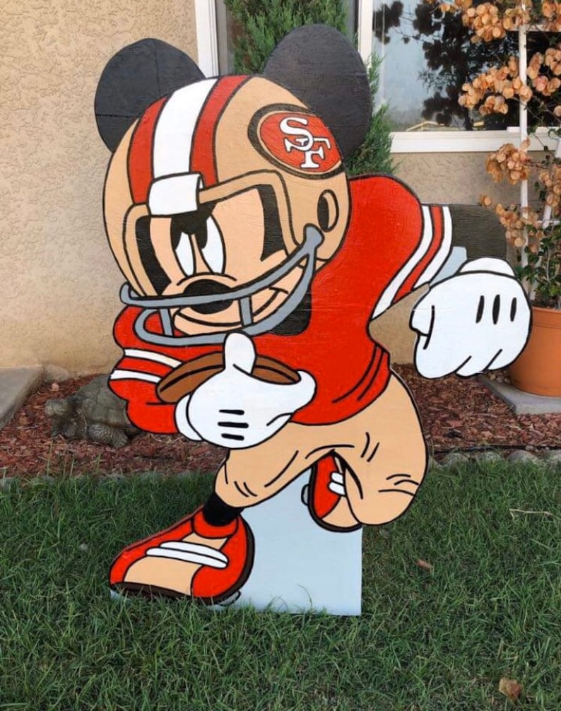 Disney/mickey Mouse/49ers/football Yard Art/disney Yard Art/ Etsy