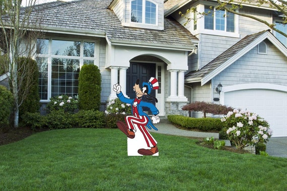 Hand Painted Disney Goofy 4th of July Yard Art/disney Yard Art