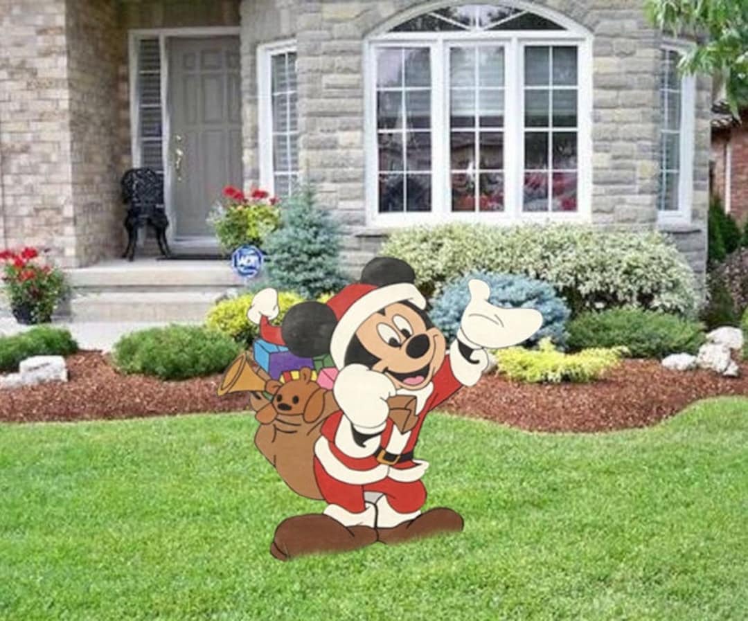 Hand Painted Disney Mickey CHRISTMAS Yard Art Set/disney Yard Art/ Disney Yard Decor/ Mickey 