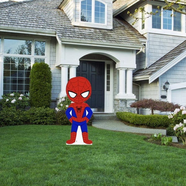 Hand Painted Spiderman yard art/ Spiderman party decoration/ wooden yard art/ Spiderman Birthday party decoration