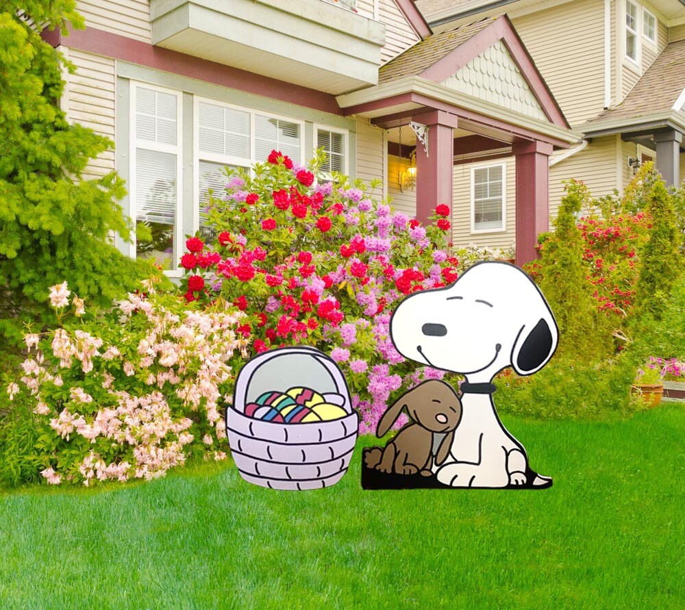Peanuts Snoopy Easter Yard art/Peanuts yard art/ Peanuts yard Etsy