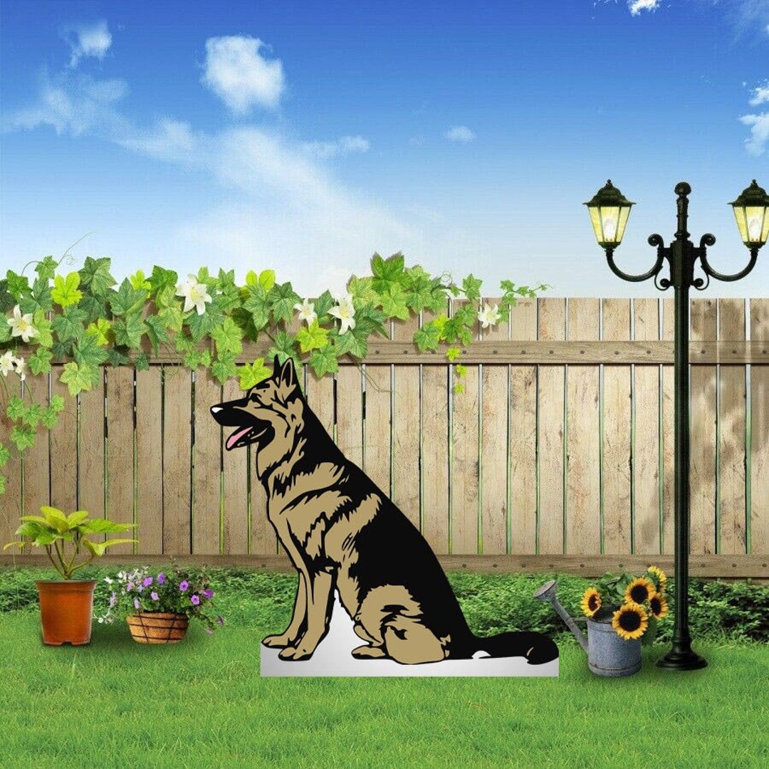 Hand Painted German Shepherd Dog Yard Art/ Cabin Decor/ Mountain Decor