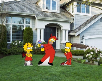 Hand Painted The Simpsons Halloween set of 3 yard art/ Christmas yard art/ Wooden yard art/ Halloween decoration/ Simpsons gift/ Halloween