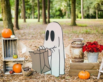 Hand Painted Halloween ghost yard art