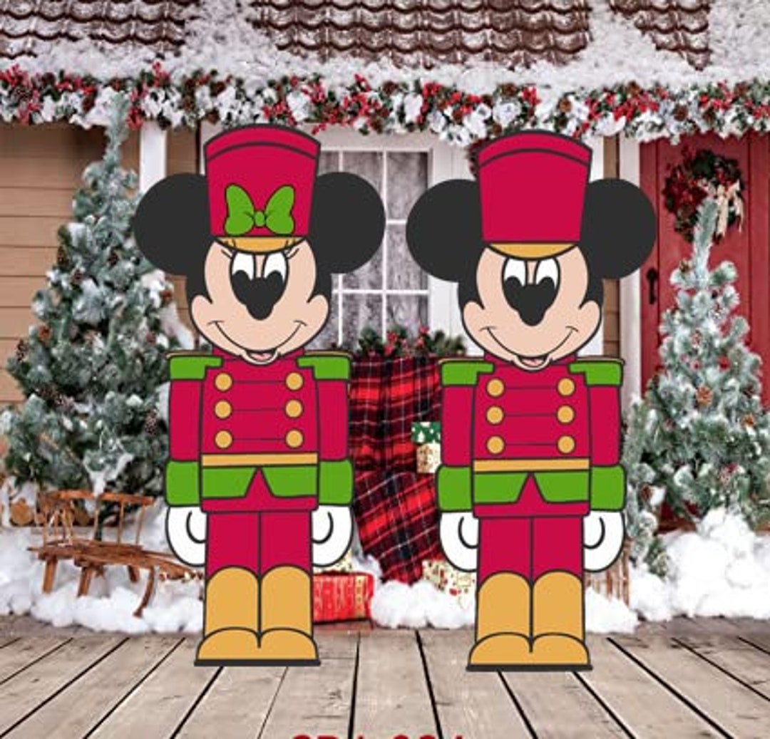 Hand Painted Disney Mickey and Minnie Mouse Nutcracker Yard Art/disney Yard Art/ Disney Yard