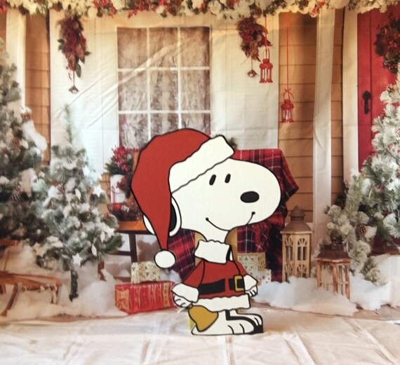 Snoopy Santa Christmas Yard Art Peanuts Yard Art Peanuts Yard Etsy