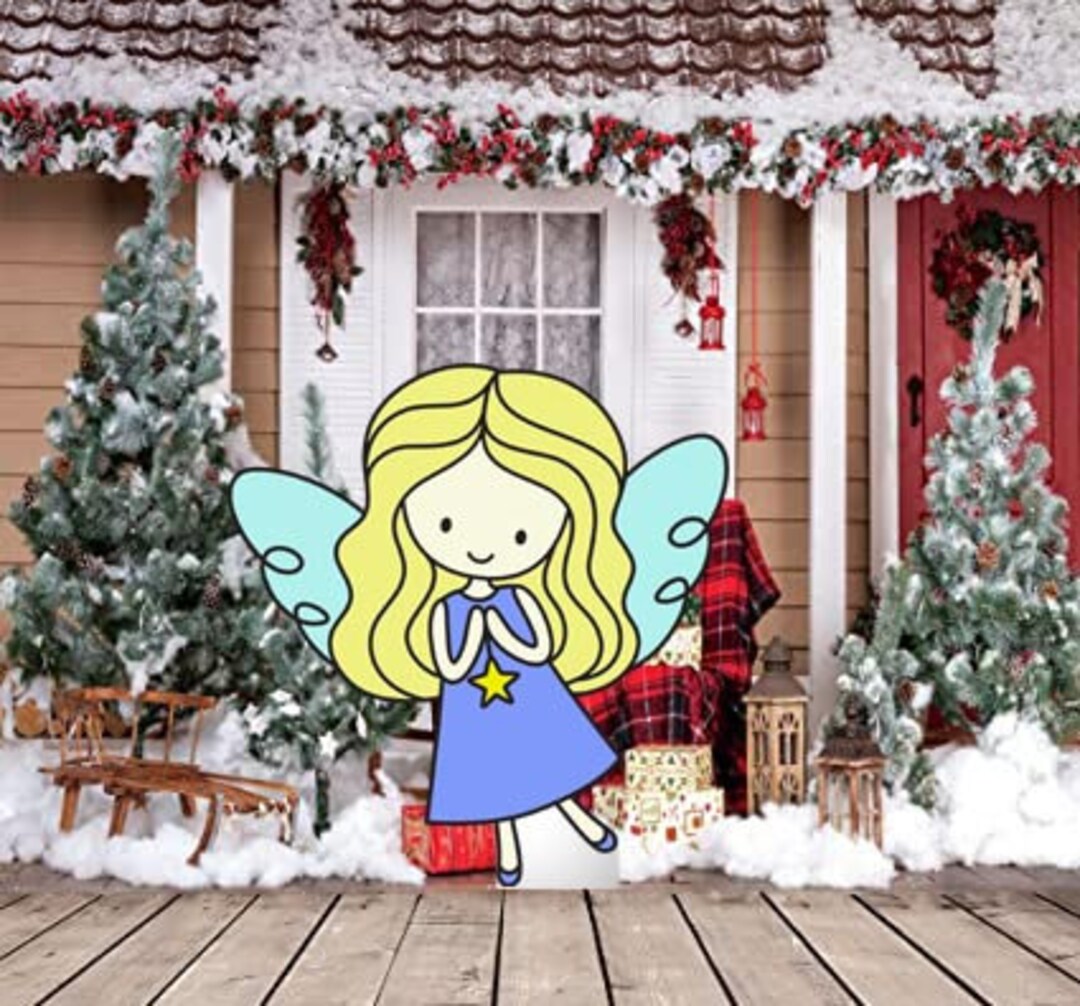 Hand Painted Christmas Angel Yard Art/ Christmas Yard Art/ Angel Art/ Little Girl Sign/ Angel