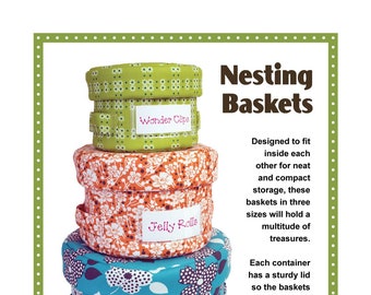 By Annie Pattern- Nesting Baskets- Stackable Basket Sewing Pattern- Stacking Storage Basket-PBA240