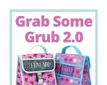 By Annie Pattern- Grab Some Grub- Lunchbox Sewing Pattern- Personalized Lunch Bag-  PBA235-2