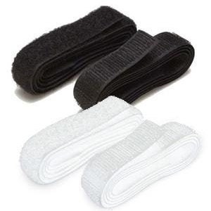 May include: Two rolls of black hook and loop fastener tape and two rolls of white hook and loop fastener tape. Each roll is 1 yard long.