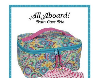 By Annie Pattern-All Aboard Train Case Trio-Travel Case Sewing Pattern-PBA244