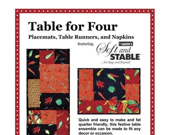 By Annie Pattern-Table for Four-Placemat, Napkin and Table Runner Sewing Pattern-PBA212