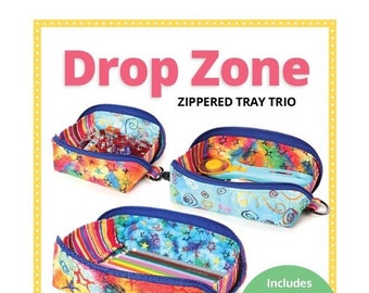 By Annie Pattern- Drop Zone- Zippered Tray Sewing Pattern- Small Medium Large Zipper Tray PBA307