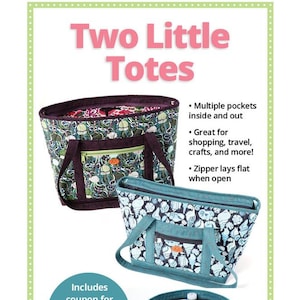 Patrón de costura para bolso de mano pequeño/mediano Two Little Totes de Annie - PBA314