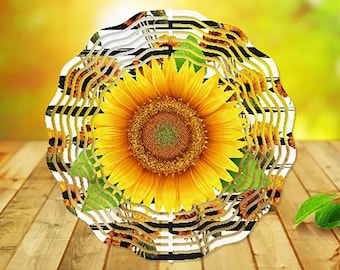 Sunflower Garden Metal Wind Spinner-Kansas Sunflower Yard Art