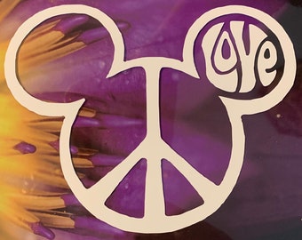 Peace Love Mickey Mouse -- Vinyl car window sticker--Disney World Disneyland Mickey car decal- WDW Car decor