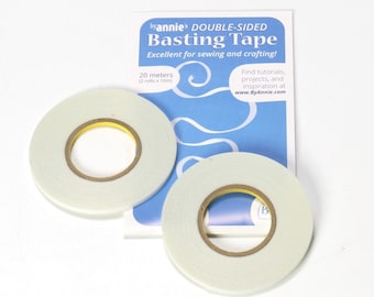 ByAnnie Double Sided Basting Tape- 3mm Width- 1/8" Width-10m rolls/21 Yards- Purses totes bags zipper tape