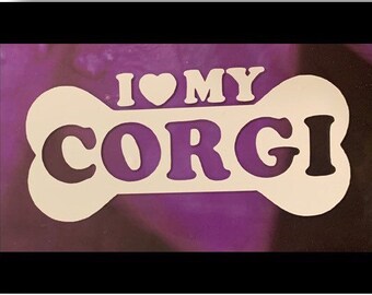 I love my corgi -- Vinyl car window sticker--Corgi dog car decal