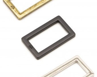 By Annie 1" Rectangle Ring-Set of 2-ByAnnie Rectangle Rings-Nickel/Antique Brass/Black Metal Finish-Sewing Hardware