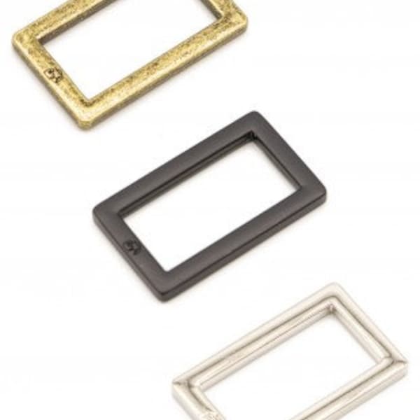 By Annie 1" Rectangle Ring-Set of 2-ByAnnie Rectangle Rings-Nickel/Antique Brass/Black Metal Finish-Sewing Hardware