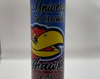 University of Kansas Jayhawk 20oz/30oz Skinny Tumbler-Rock Chalk Jayhawk Football Cup