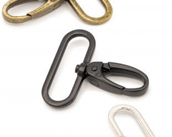 By Annie 1-1/2" Swivel Snap Hook-Set of 2-ByAnnie Hooks-Nickel/Antique Brass/Black Metal Finish-Sewing Hardware