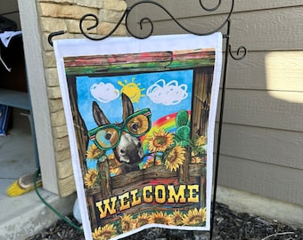 Welcome Donkey Garden Flag- Sunflower Outdoor Flag