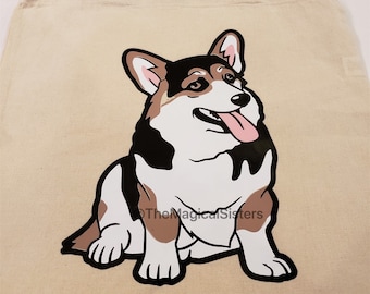 Tri Color Corgi dog tote bag - - Customizable!