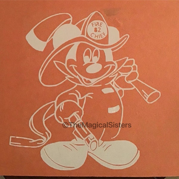 Firefighter Mickey Mouse inspired sticker - WDW Car decal