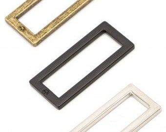 By Annie 1-1/2" Rectangle Ring-Set of 2-ByAnnie Flat Rectangle Rings-Nickel/Antique Brass/Black Metal Finish-Sewing Hardware