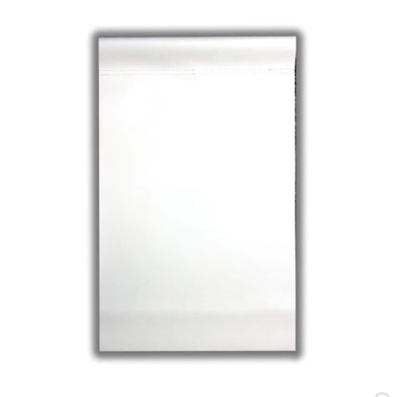 May include: A white blank canvas with a stitched top edge.