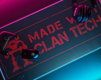Battletech Mechwarrior Made with ClanTech | Desk Mat | Gifts for Gamers | XL Computer Mat
