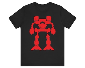 Distressed Red Mech Robot T-Shirt | Retro Battle Bot Tee