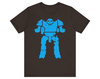 Blue Grunge Mech Skull Tee | Robot Skeleton T-Shirt