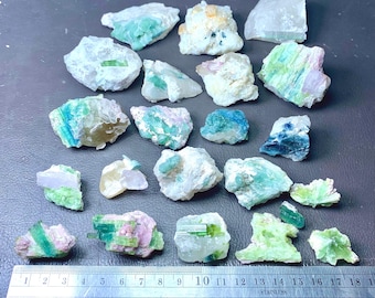 Cristalli di tormalina bicolore: esemplari di pietra preziosa a forma di anguria