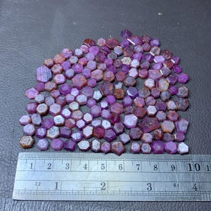 Natural Ruby Slices Lot: Polished Crystals, 326 Carats, 150 Pieces