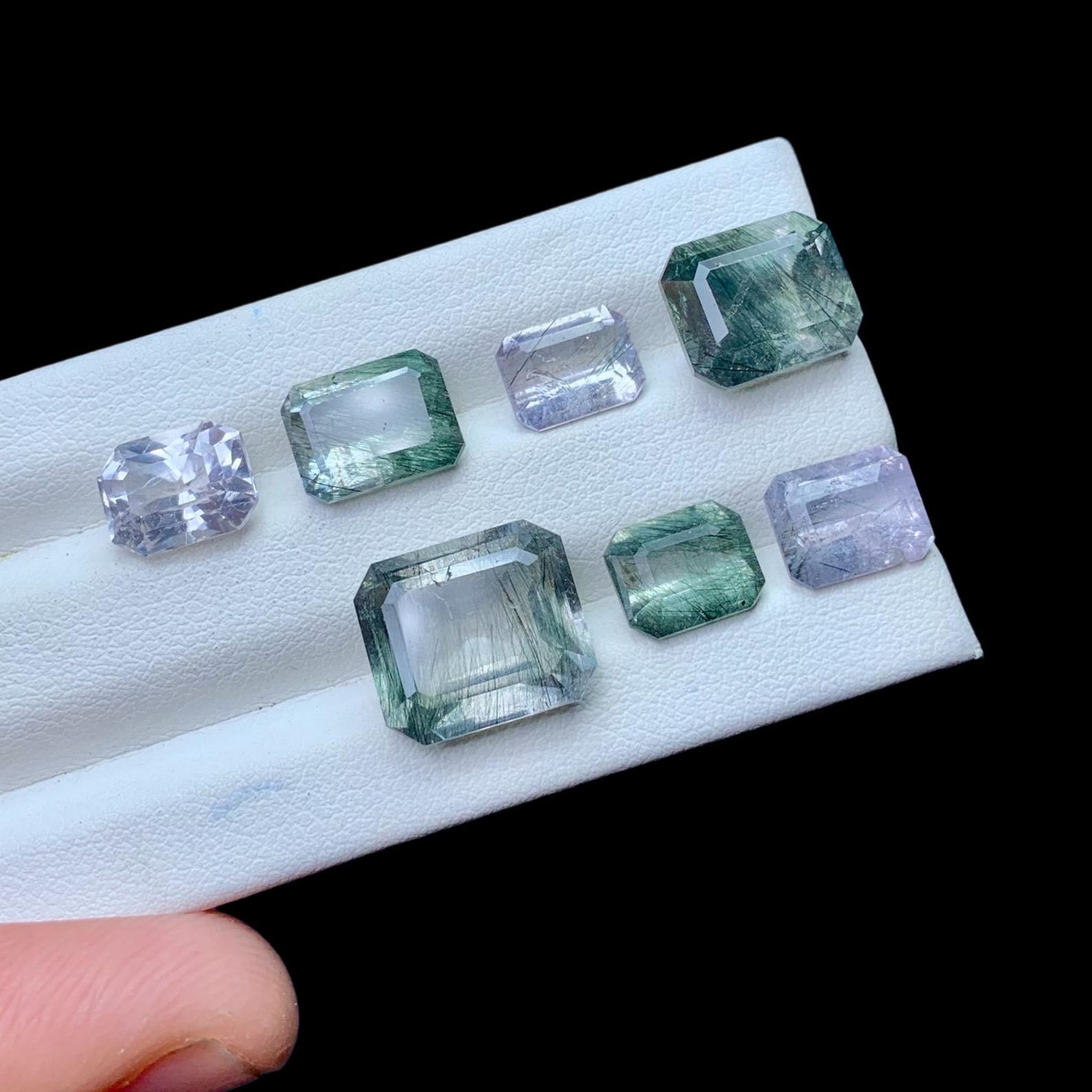 Byssolite Inclusions in Pink Apatite Gemstones 27 Carats Lot, Pink ...