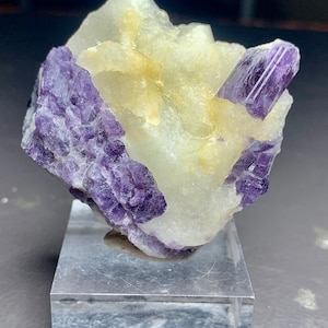 Scapolite purple Terminated crystals on white phlogopite matrix,Purple scapolite,Rare minerals,fluorescent minerals,anniversary gift,birthda